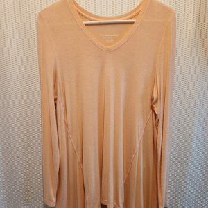 Soft Surroundings Peach Color Super Soft HiLow Shirt , Size  Petit XS